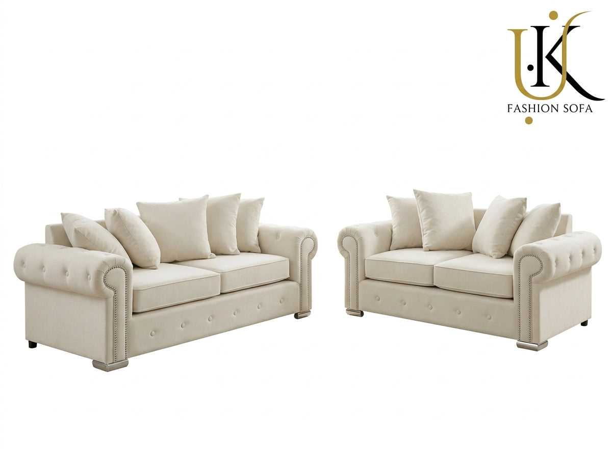 Olympia Chesterfield Sofa Set – Velvet Fabric
