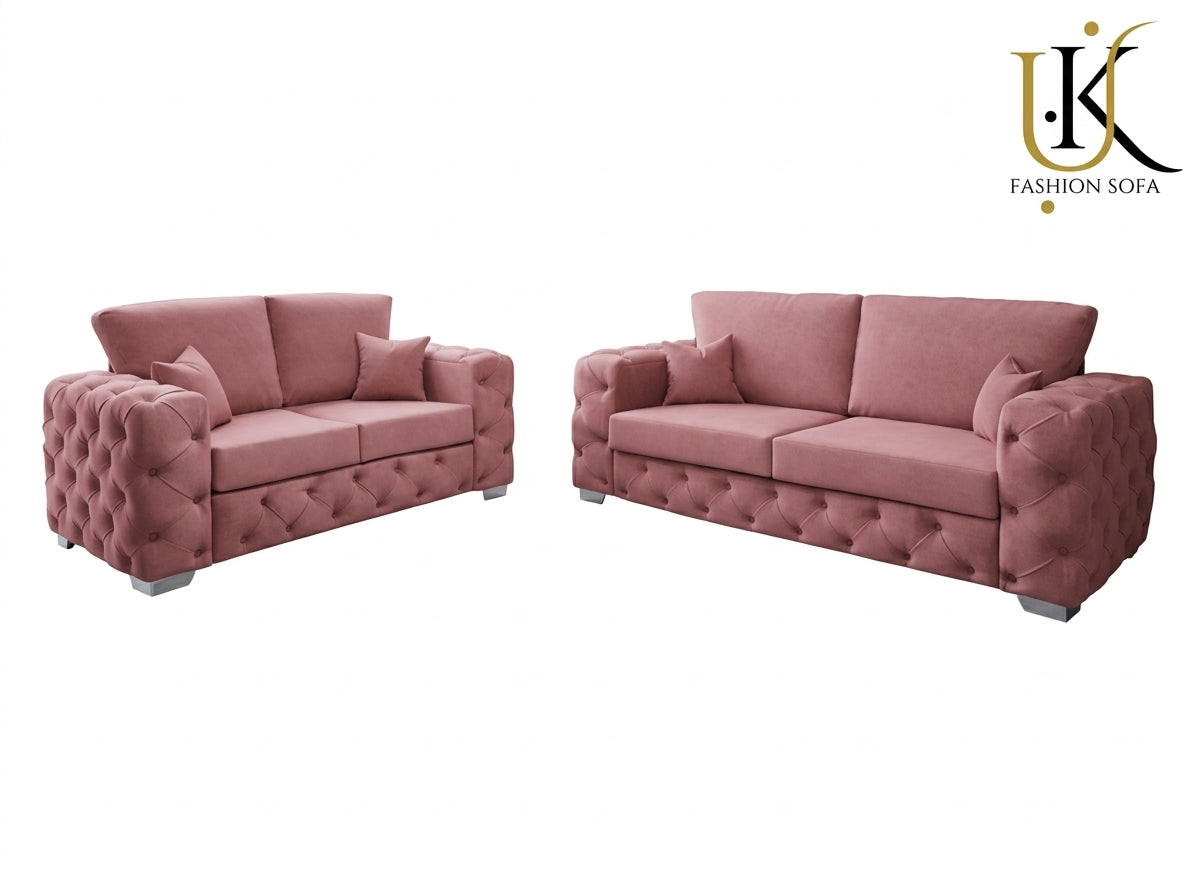 Ashton Chesterfield Fabric Sofa Set