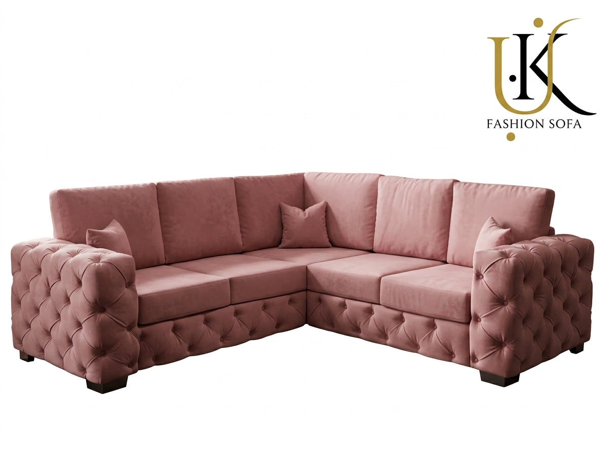 Ashton Chesterfield Corner Fabric Sofa Set