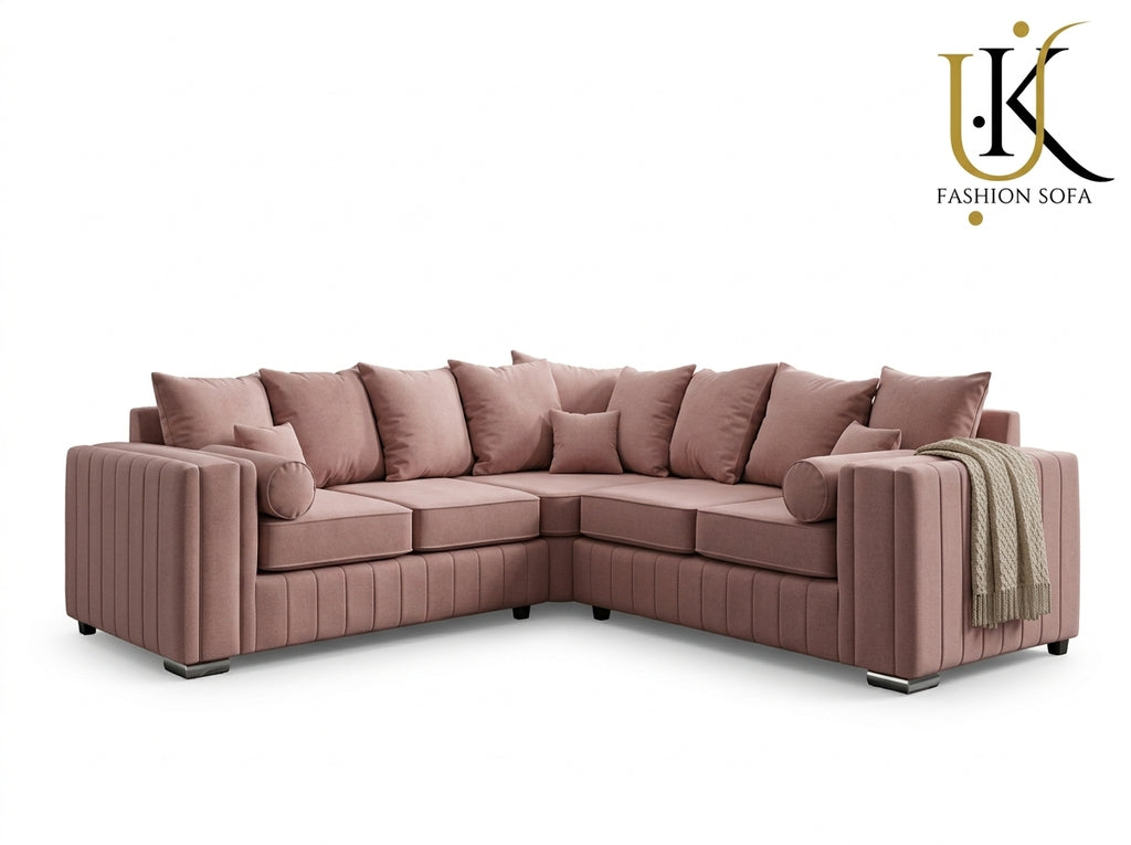 Lilly Velvet Corner Sofa – Luxury U-Shape Design with Deep Cushions