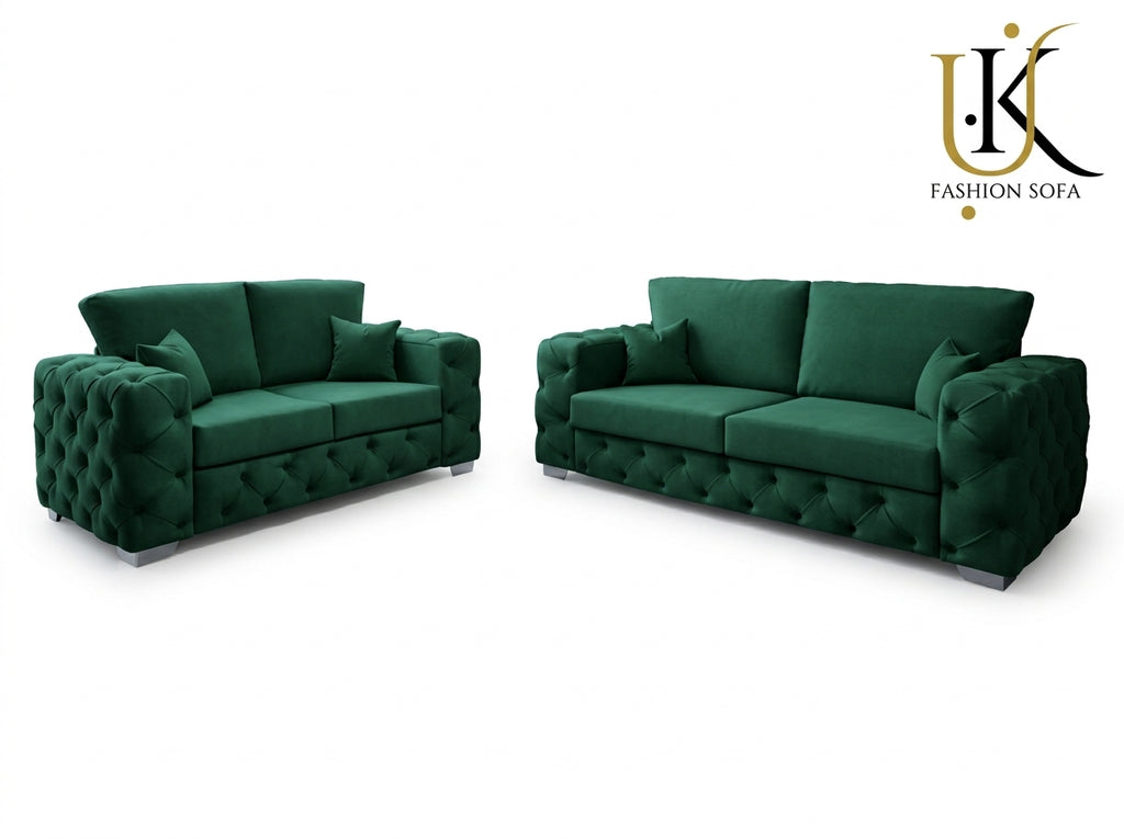 Ashton Chesterfield Fabric Sofa Set