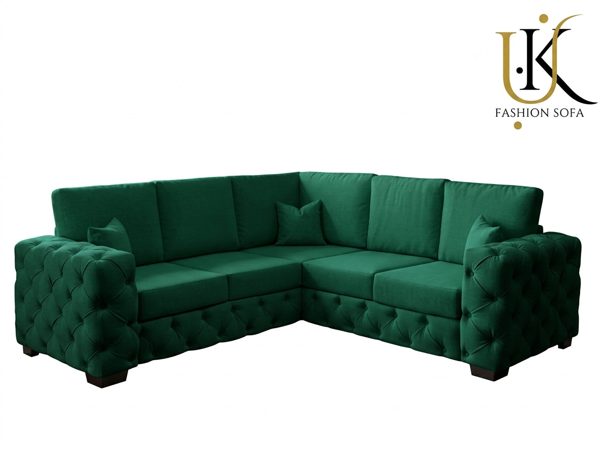Ashton Chesterfield Corner Fabric Sofa Set