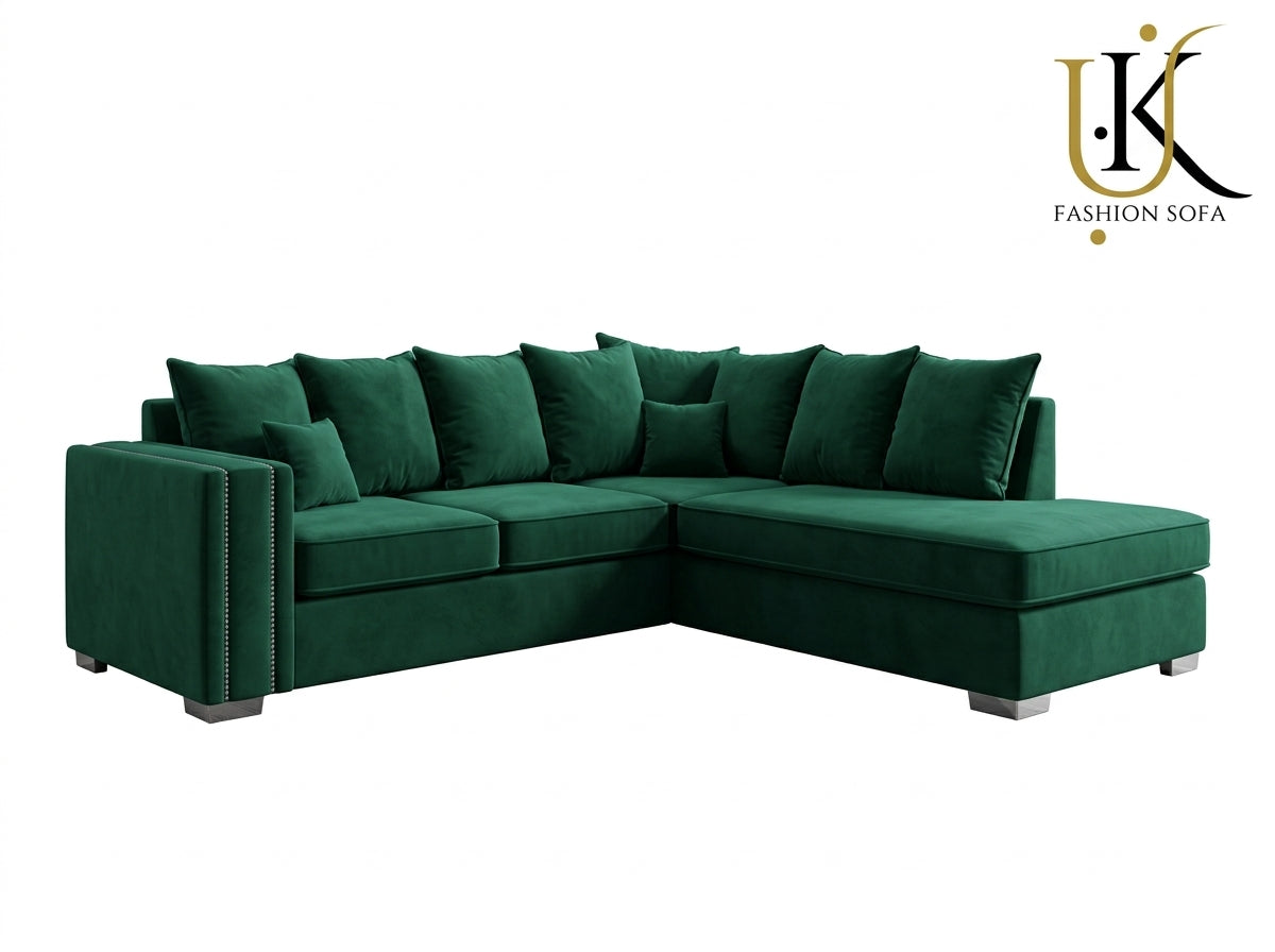 Lilly Velvet Corner Sofa – Luxury U-Shape Design with Deep Cushions