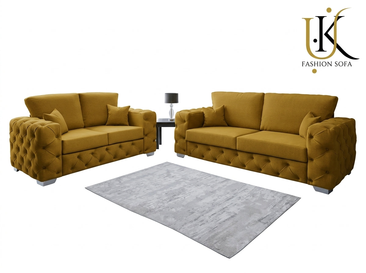 Ashton Chesterfield Fabric Sofa Set