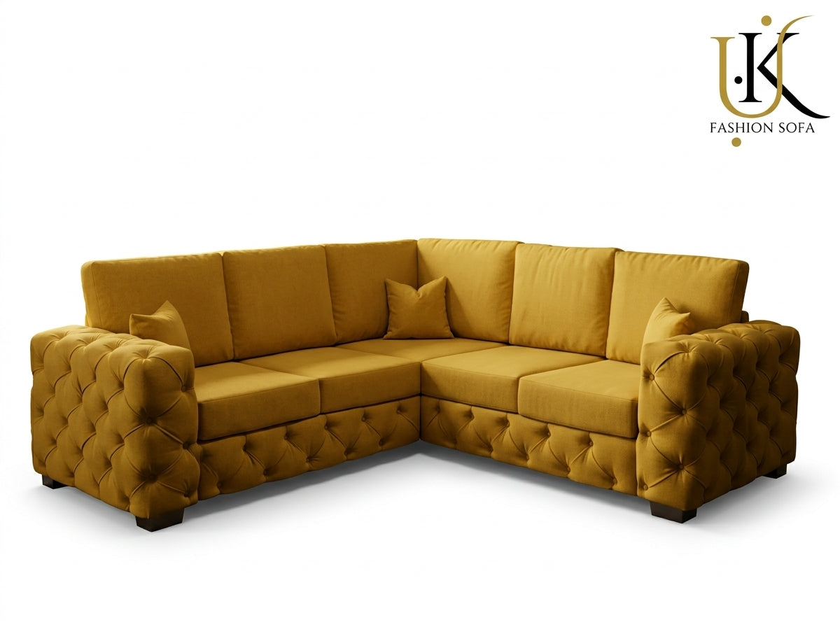 Ashton Chesterfield Corner Fabric Sofa Set
