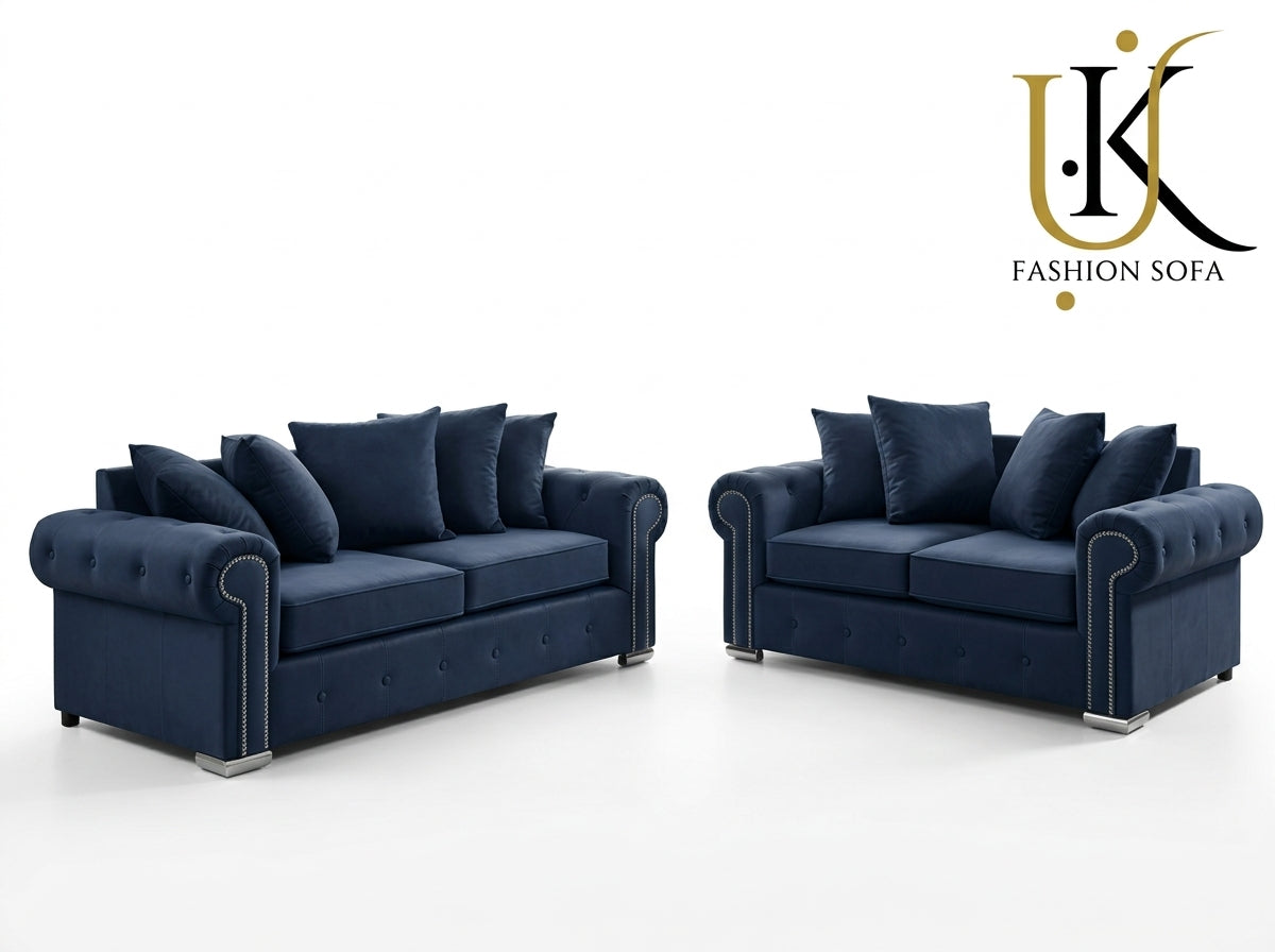 Olympia Chesterfield Sofa Set – Velvet Fabric