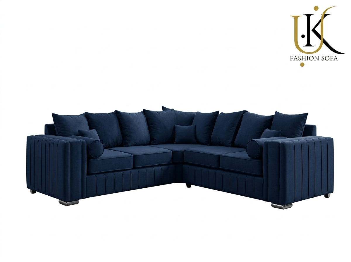Lilly Velvet Corner Sofa – Luxury U-Shape Design with Deep Cushions