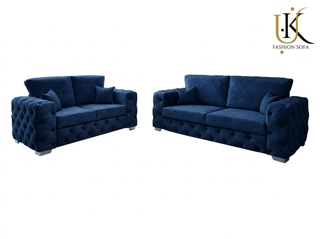 Ashton Chesterfield Fabric Sofa Set