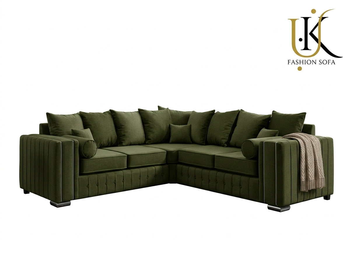 Lilly Velvet Corner Sofa – Luxury U-Shape Design with Deep Cushions