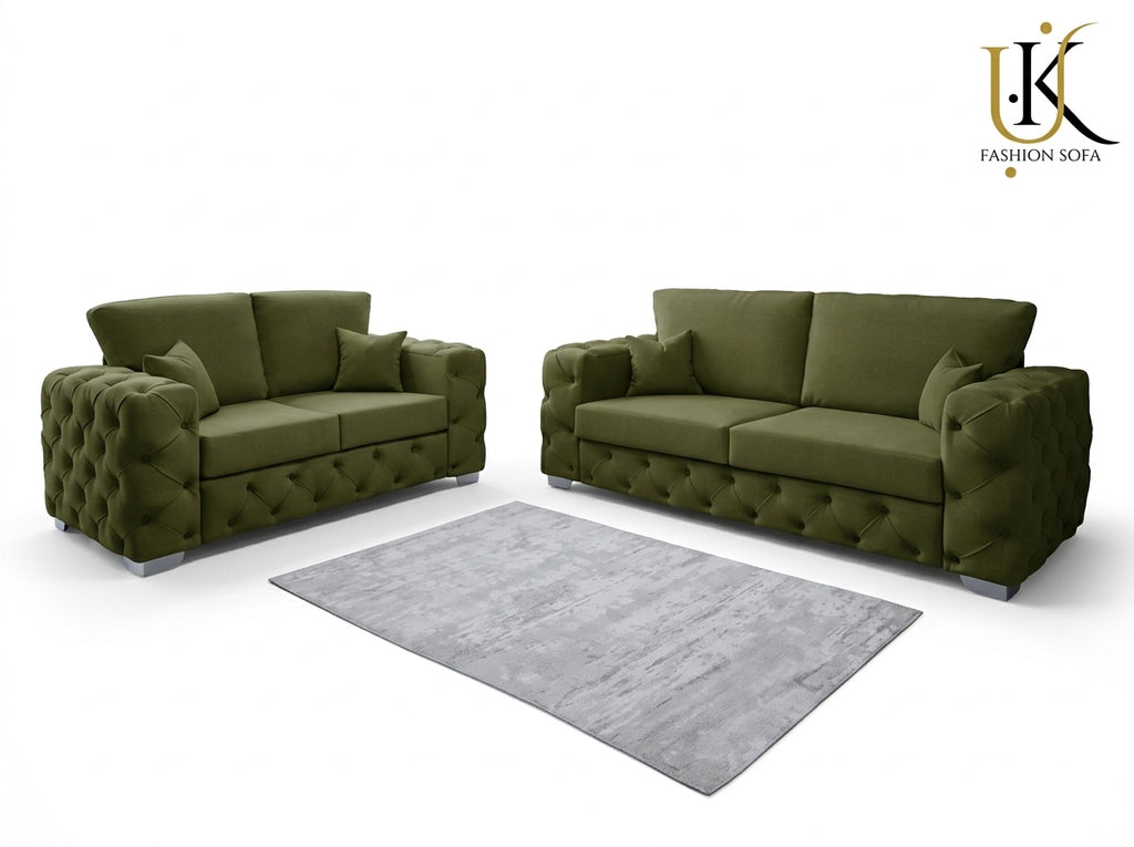 Ashton Chesterfield Fabric Sofa Set