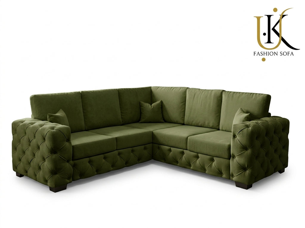 Ashton Chesterfield Corner Fabric Sofa Set