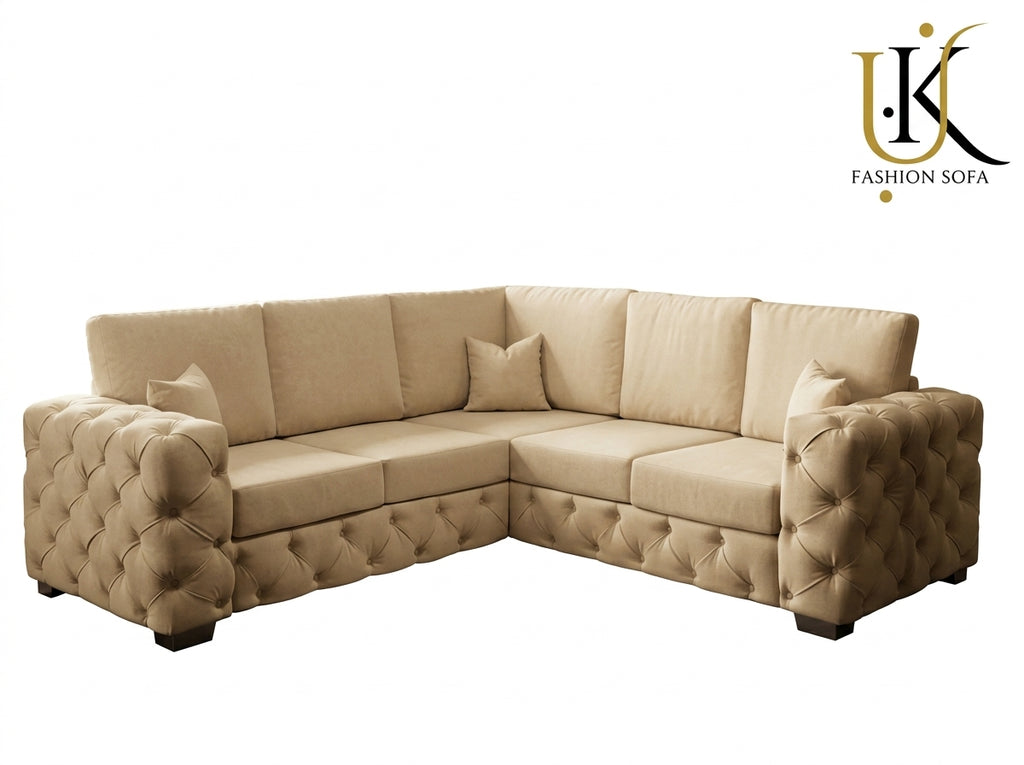 Ashton Chesterfield Corner Fabric Sofa Set