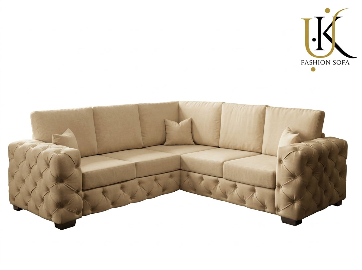 Ashton Chesterfield Corner Fabric Sofa Set
