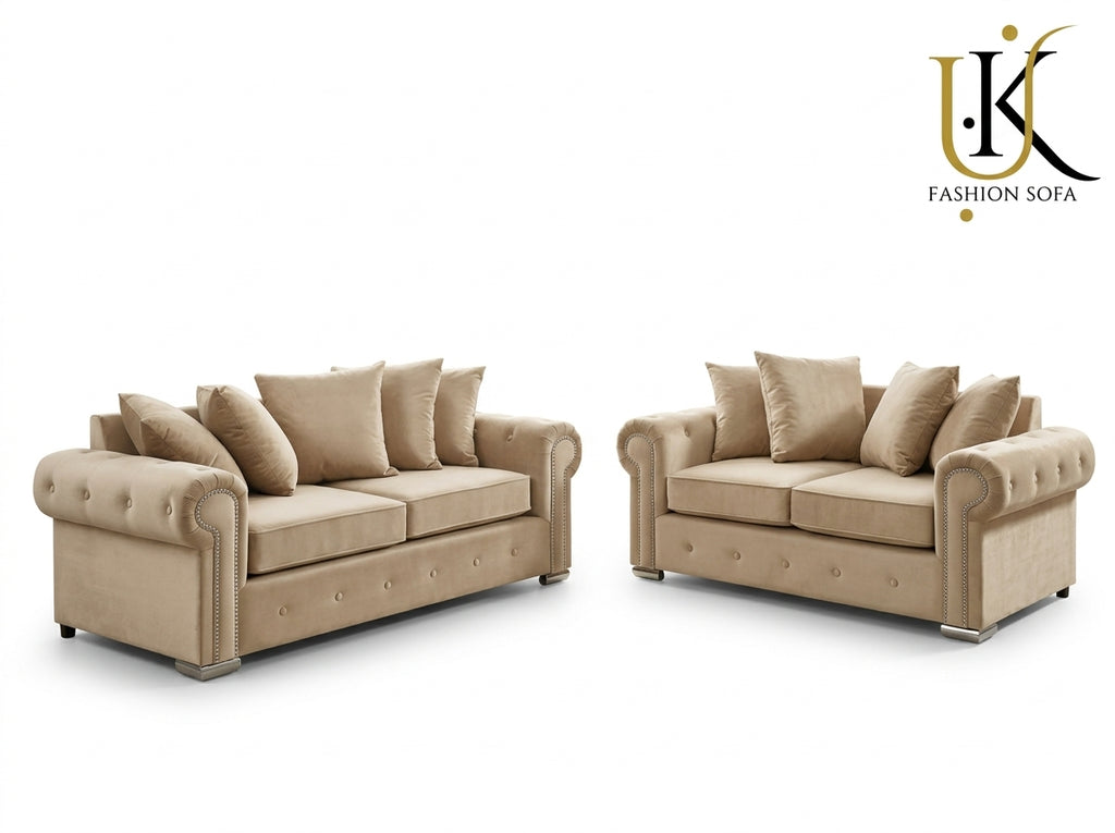 Olympia Chesterfield Sofa Set – Velvet Fabric