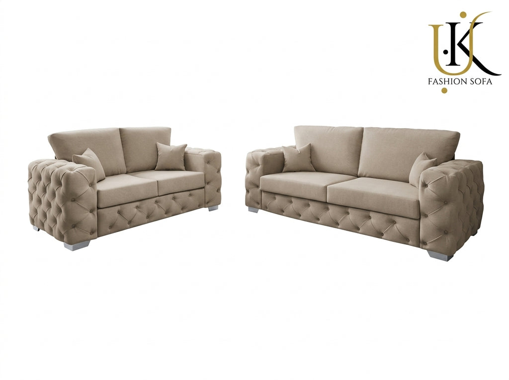 Ashton Chesterfield Fabric Sofa Set