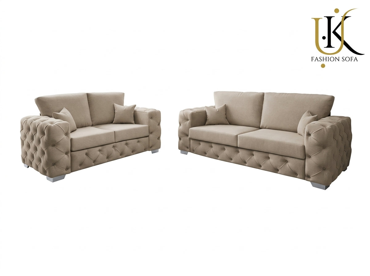 Ashton Chesterfield Fabric Sofa Set