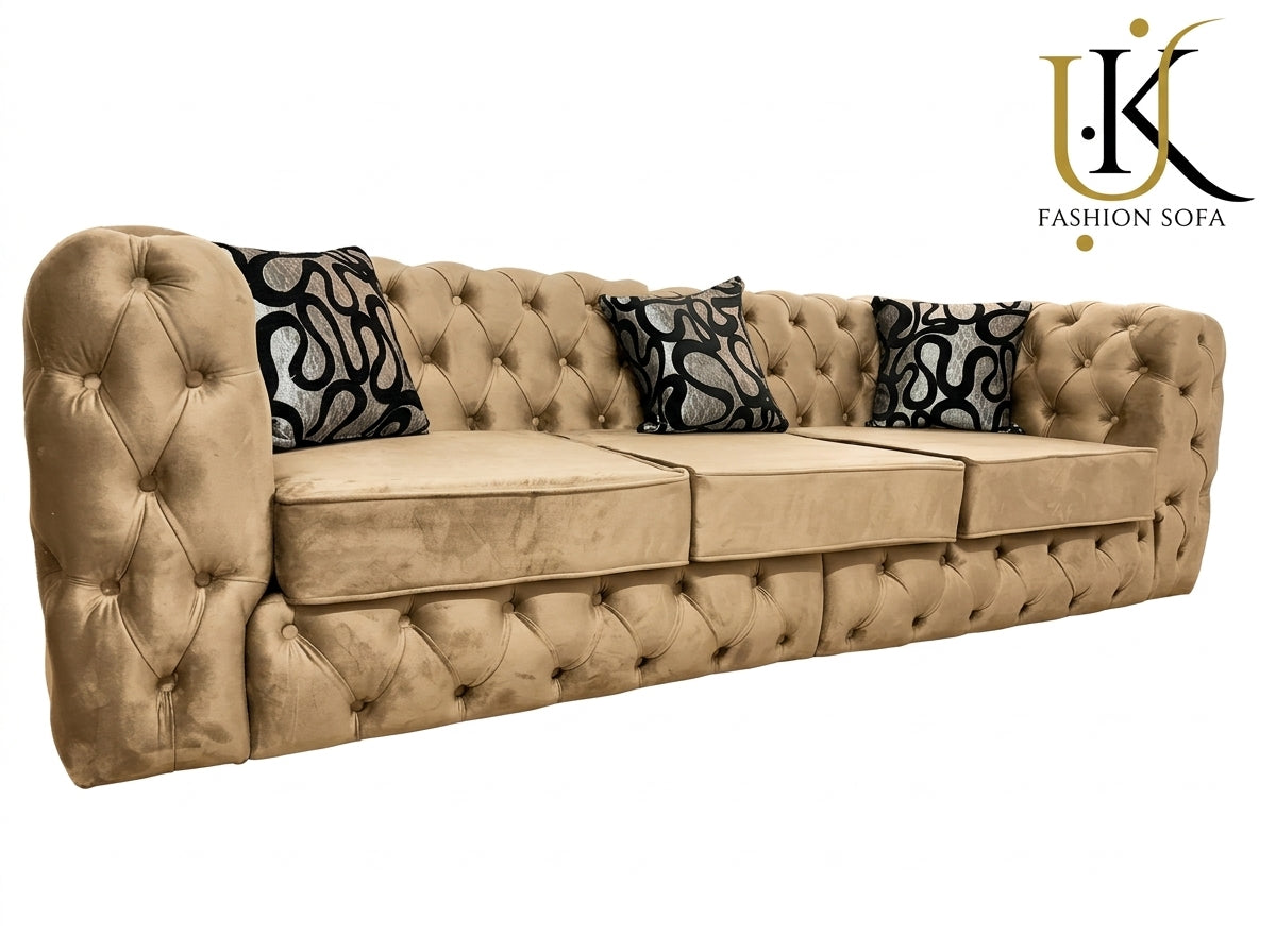 Luxury Chesterfield Sofa – Deep Button Tufted Upholstery