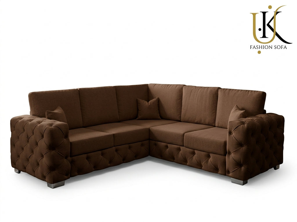 Ashton Chesterfield Corner Fabric Sofa Set