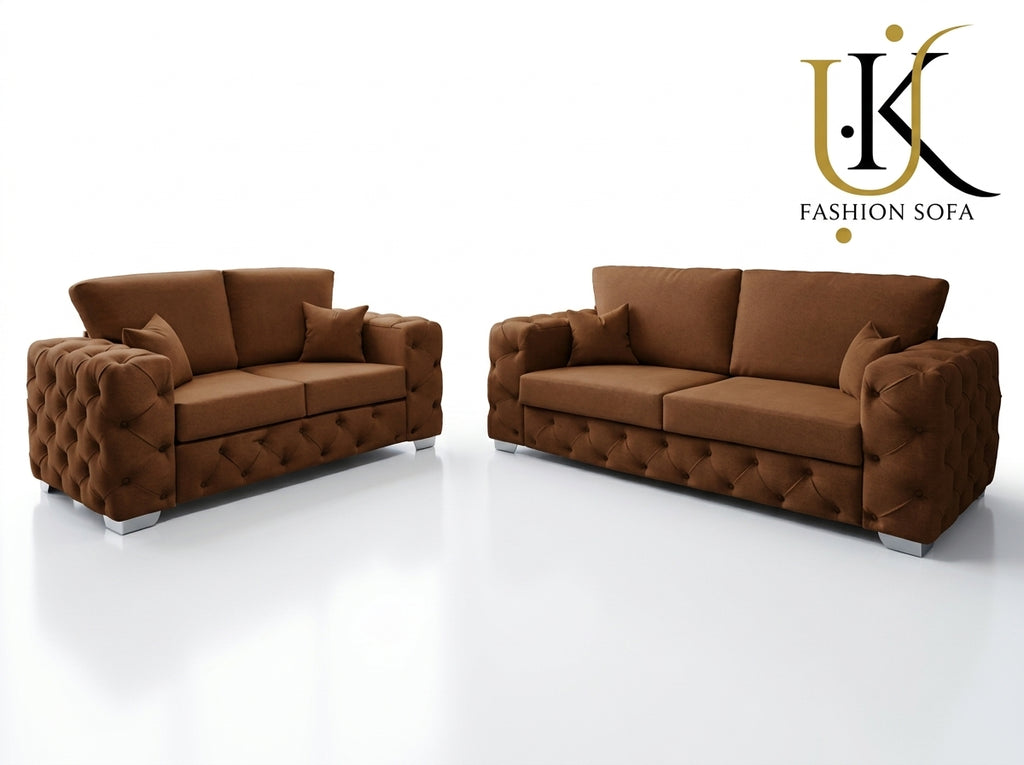 Ashton Chesterfield Fabric Sofa Set