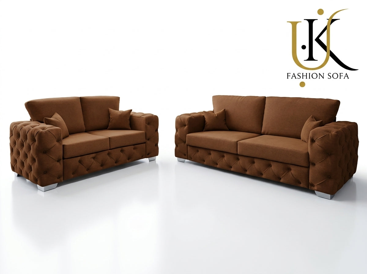 Ashton Chesterfield Fabric Sofa Set