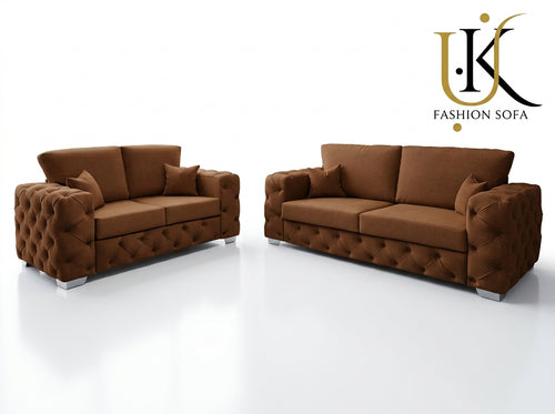 Ashton Chesterfield Fabric Sofa Set