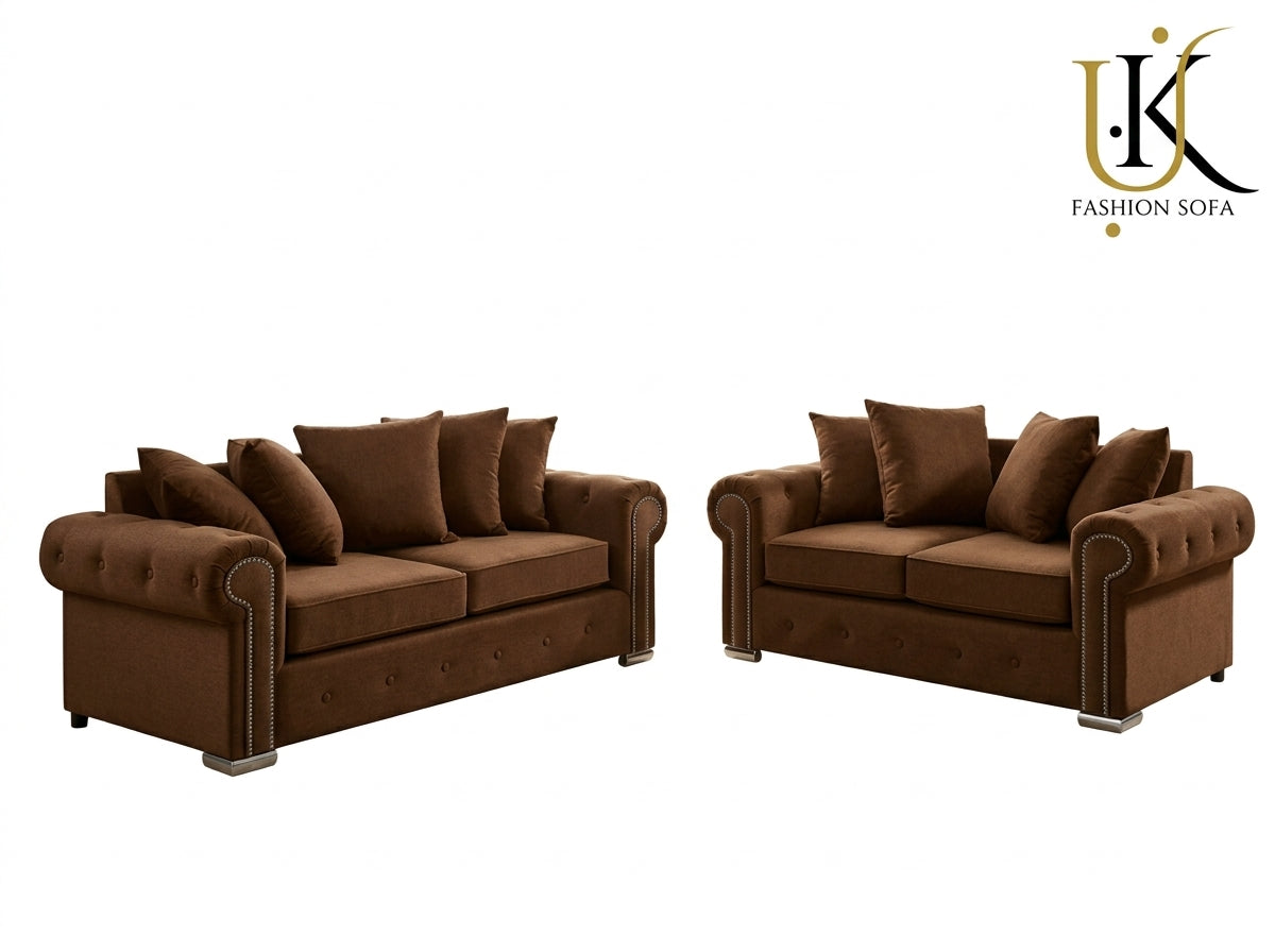 Olympia Chesterfield Sofa Set – Velvet Fabric